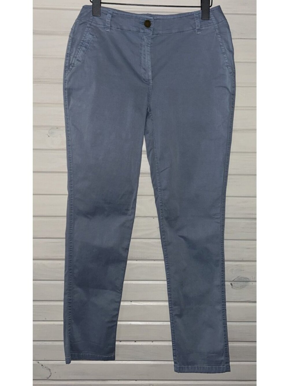 Chicos Sz 00 (XS / 2) Sunwashed Blue Chino Pants Straight Leg Pockets Cotton EUC